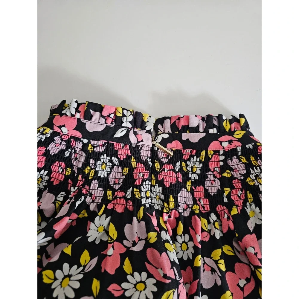 Kate Spade Road Trip Floral Smocked High Neck‎ Drop Waist Mini Dress Black XL